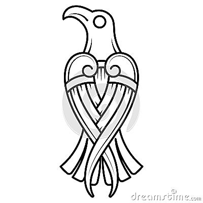 Black Raven. Illustration in the Scandinavian Celtic style Vector Illustration