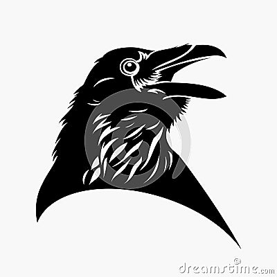 Black raven tattoo Vector Illustration