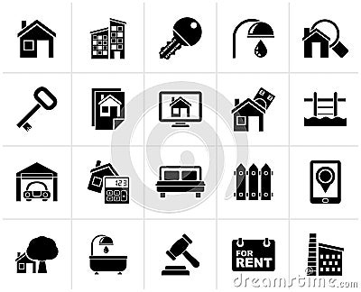 Black Real Estate business Icons Vector Illustration