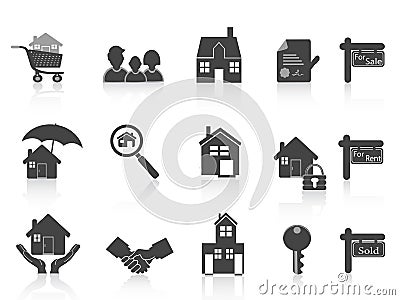 Black real estate icon Vector Illustration