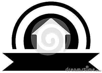 Black real estate icon with cottage Vector Illustration