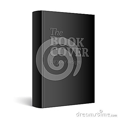 Black Realistic Blank book cover Vector Illustration