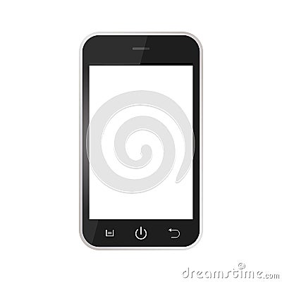 Black Realistic mobile phone with blank screen isolated on white background. Black Smartphone with white screen vector eps10. Vector Illustration