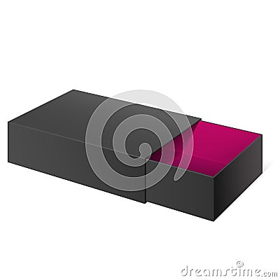 Black Realistic Package Sliding Box Opened Vector Illustration