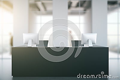 Black reception desk Stock Photo