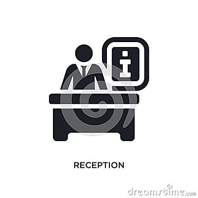 black reception isolated vector icon. simple element illustration from hotel concept vector icons. reception editable logo symbol Vector Illustration