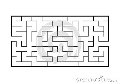 Black rectangular labyrinth. Game for kids. Puzzle for children. Maze conundrum. Flat vector illustration isolated on white Vector Illustration