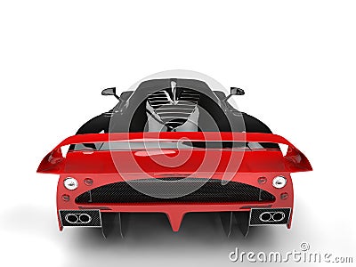 Black and red awesome concept super car - rear view Stock Photo