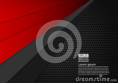 Black and red color geometric abstract background modern design with copy space Vector illustration Vector Illustration