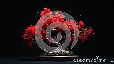 Black And Red Flowering Tree: A Vibrant 3d Rendering Inspired By Akihiko Yoshida Stock Photo