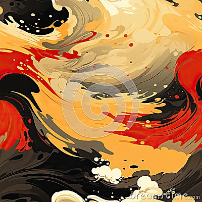 Black, red, green, and yellow paint mixed in stylistic manga style (tiled Stock Photo