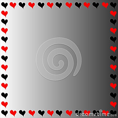 Black and red hearts border Stock Photo