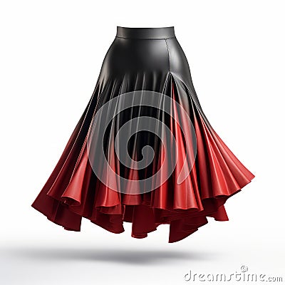 Eye-catching Red And Black Skirt With Balanced Asymmetry Stock Photo