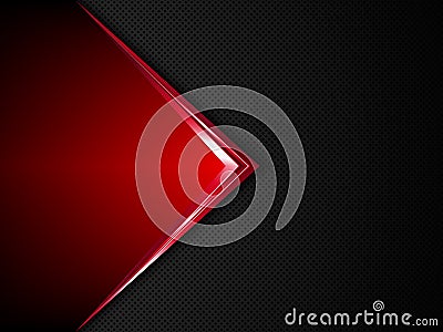 Black and red metal background. Vector metallic banner. Vector Illustration