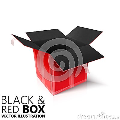 Black and red open box 3D/ illustration Cartoon Illustration