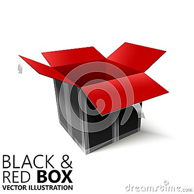 Black and red open box 3D/ illustration Cartoon Illustration