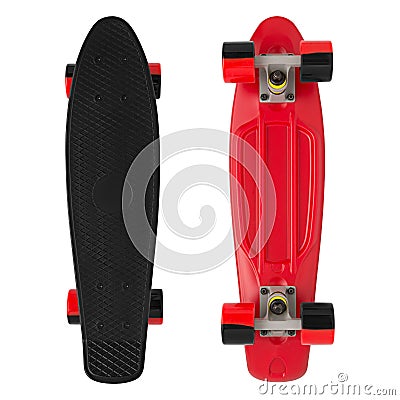 Black and red skateboard on isolated white background Stock Photo