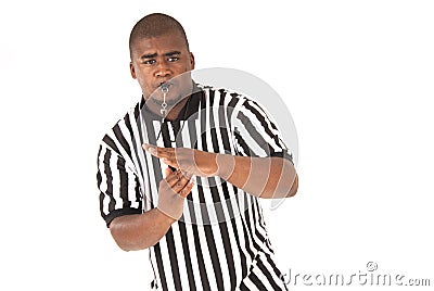 Black referee making a call of technical foul or t Stock Photo