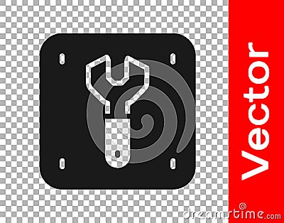 Black Repair of railway icon isolated on transparent background. Repair works. Renovation work. Sign and barrier tapes Vector Illustration