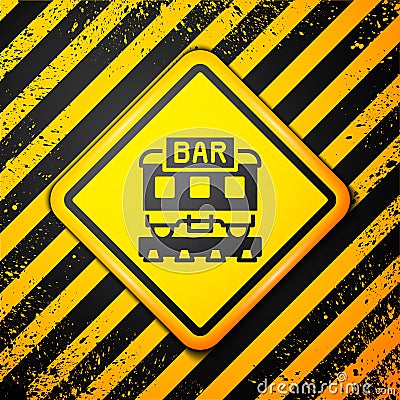 Black Restaurant train icon isolated on yellow background. Warning sign. Vector Stock Photo