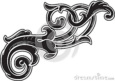 Black retro acanthus leaf Vector Illustration