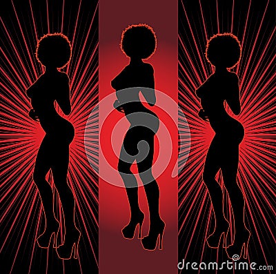 Black retro girl Vector Illustration