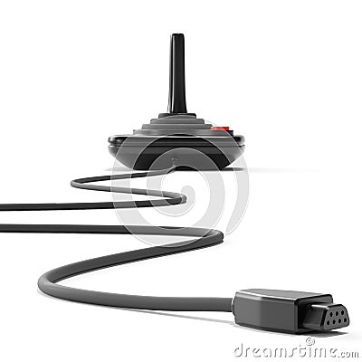 Black retro joystick with red button Cartoon Illustration