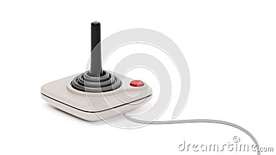 Black retro joystick with red button Cartoon Illustration