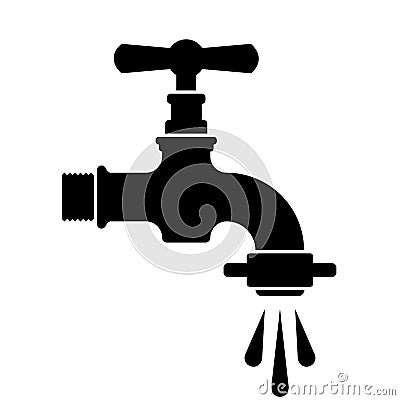 Black retro water faucet tap symbol Vector Illustration