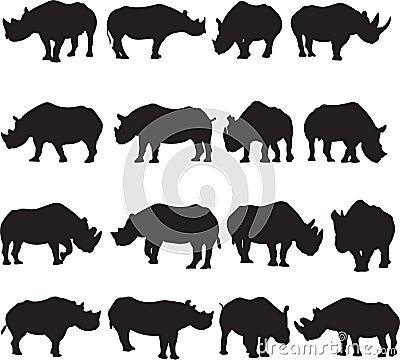 Black rhinoceros silhouette contour Vector Illustration