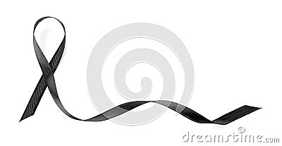 Black ribbon on white background. Funeral symbol Stock Photo