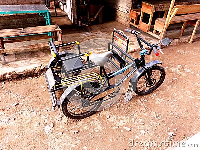 black rickshaw side view Editorial Stock Photo