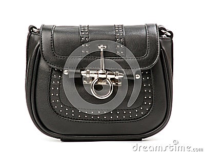 Black rivet bag over white Stock Photo