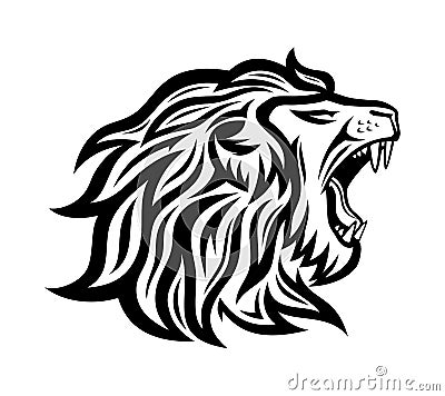 Black roaring lion icon. Vector Illustration