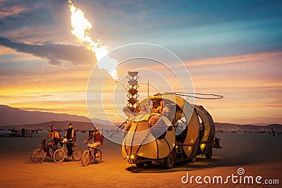 Black Rock Desert, USA - 2nd of September 2016: Burning Man Editorial Stock Photo