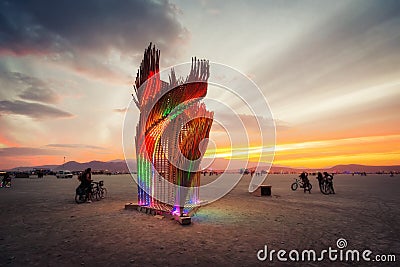 Black Rock Desert, USA - 2nd of September 2016: Burning Man Editorial Stock Photo