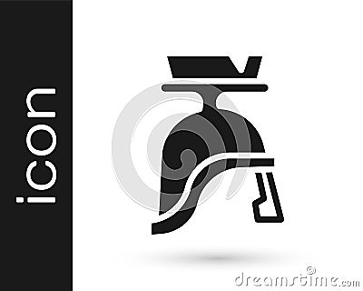 Black Roman army helmet icon isolated on white background. Vector Vector Illustration