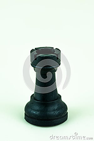 Black rook of chess board Stock Photo