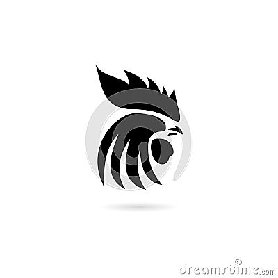 Black Rooster head icon or logo Vector Illustration