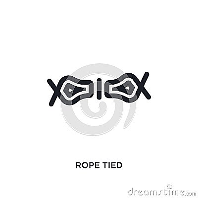 black rope tied isolated vector icon. simple element illustration from nautical concept vector icons. rope tied editable logo Vector Illustration
