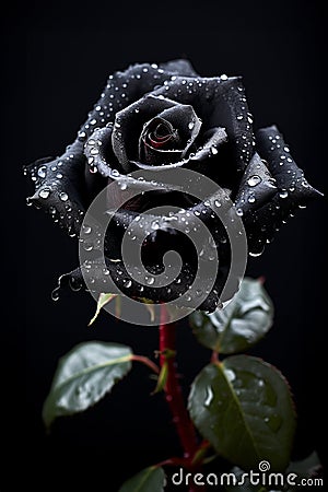 Black rose 135 mm macro. Gothic valentine Stock Photo