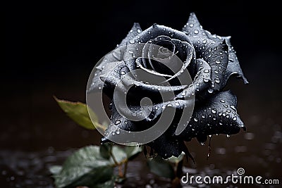 Black rose 135 mm macro. Gothic valentine Stock Photo