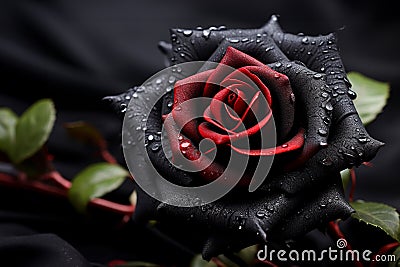 Black rose 135 mm macro. Gothic valentine Stock Photo