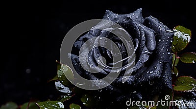 Black rose 135 mm macro. Gothic valentine Stock Photo