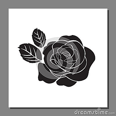 Black rose icon on frame, flower vector, illustration Vector Illustration