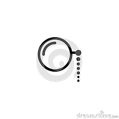 Black round flat lorgnette icon. Isolated eye-glass on white. glasses. Vector intelligence illustration Vector Illustration