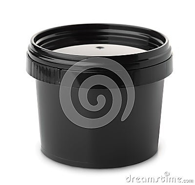 Black round plastic container Stock Photo