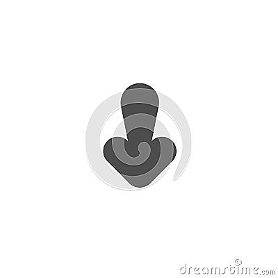 Black rounded arrow down. cartoon style. flat icon. Download sign. Stock Photo