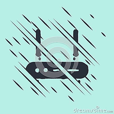 Black Router and wi-fi signal icon isolated on green background. Wireless ethernet modem router. Computer technology Vector Illustration