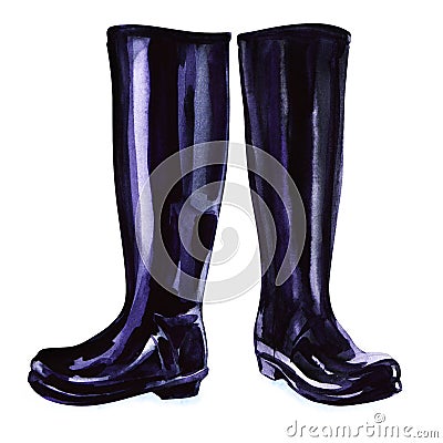 Black rubber boots Stock Photo